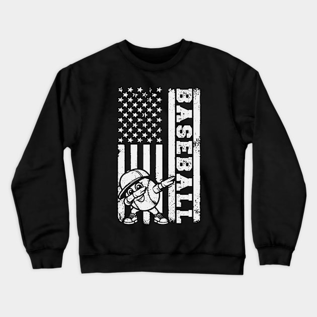 Baseball American Flag Crewneck Sweatshirt by Etopix